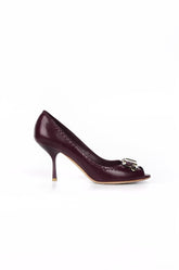 Christian Dior Deri Topuklu Ayakkabı Bordo - 41
